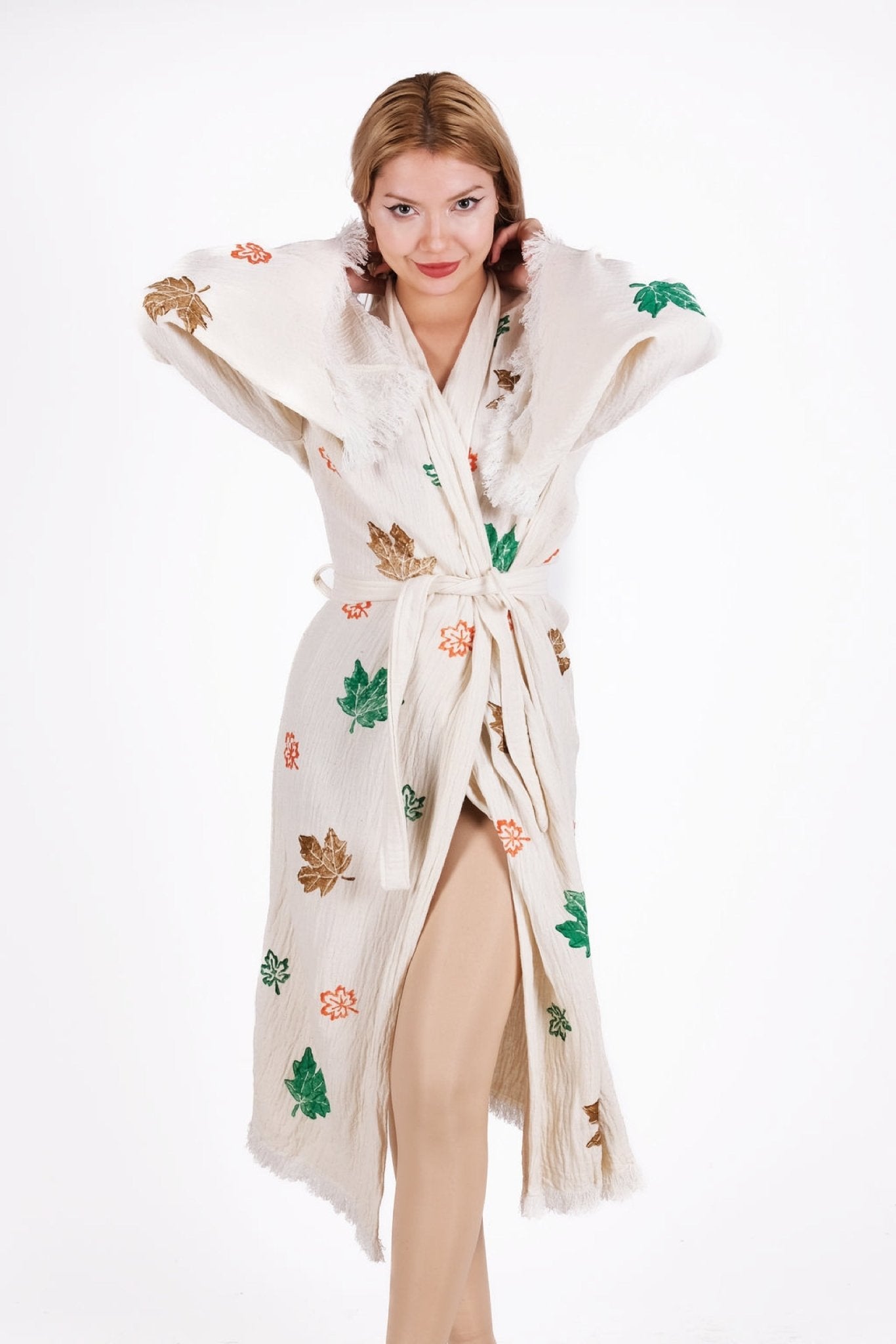 Autumn Whisper Kimono – Çift Kat El Baskılı Müslin | %100 pamuk müslin | el baskı desen | Buldan Culture