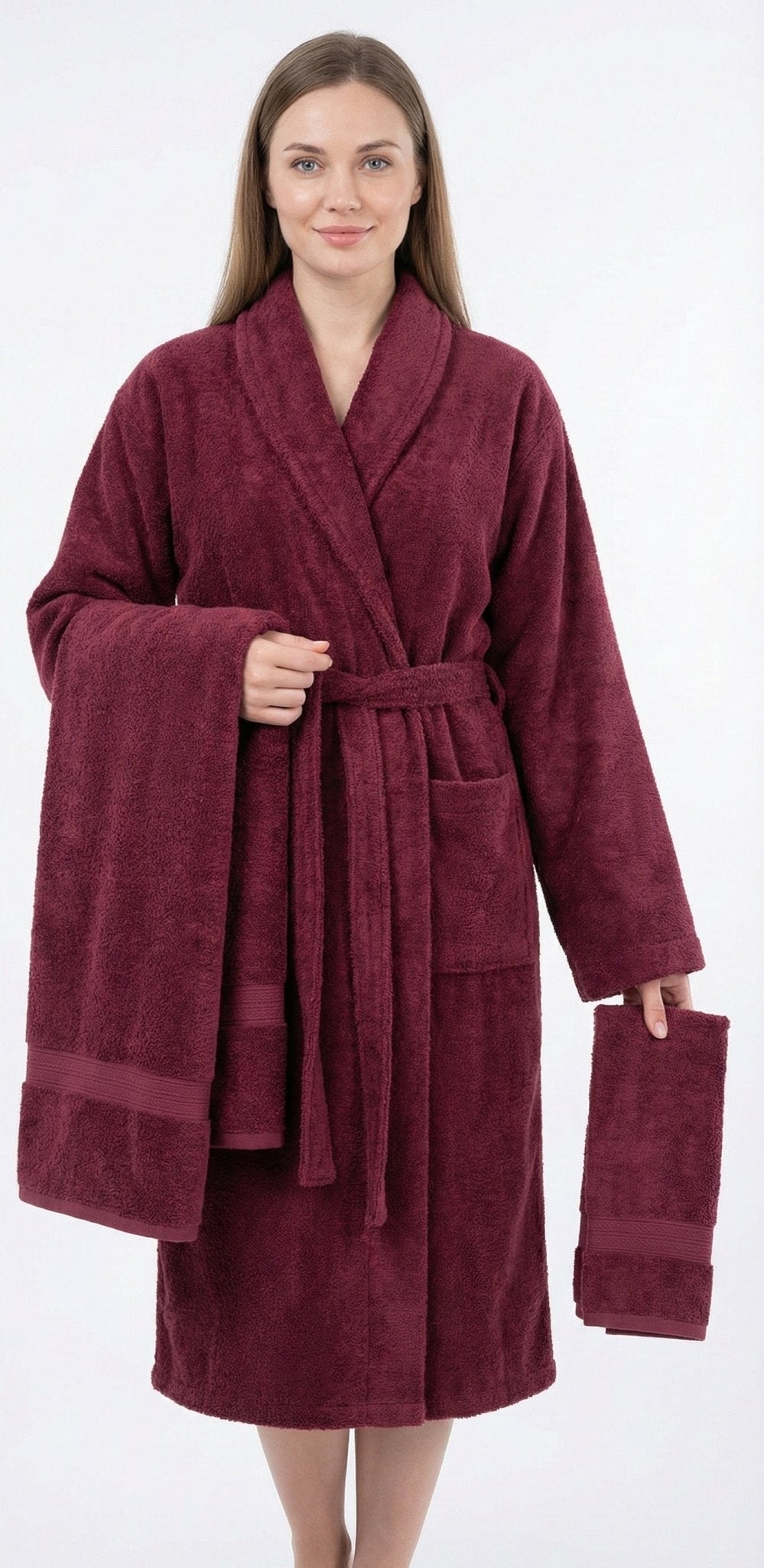 3-teiliges Damen-Bademantel-Set aus weichem Bambus – Bademantel + Kopf –  BULDAN CULTURE