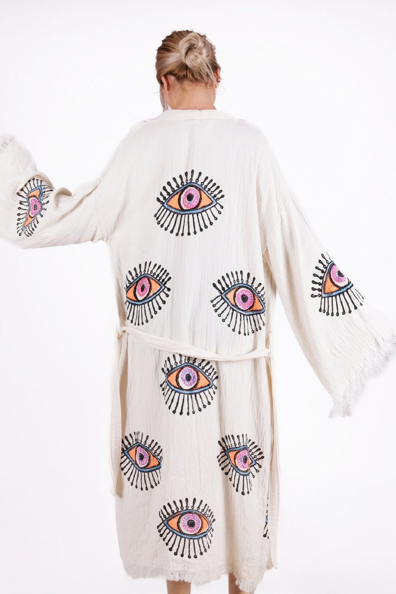 Mystic Bloom Eye – Çift Kat %100 Pamuk Müslin Kimono | %100 pamuk müslin | el baskı desen | Buldan Culture