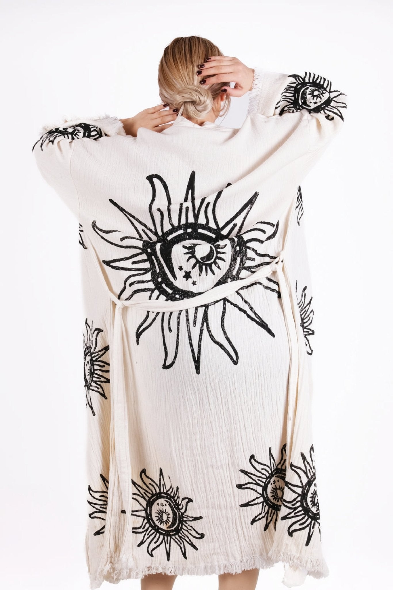 Solstice Sun Kimono – Çift Katlı El Baskı Muslin Kimono | %100 pamuk müslin | el baskı desen | Buldan Culture