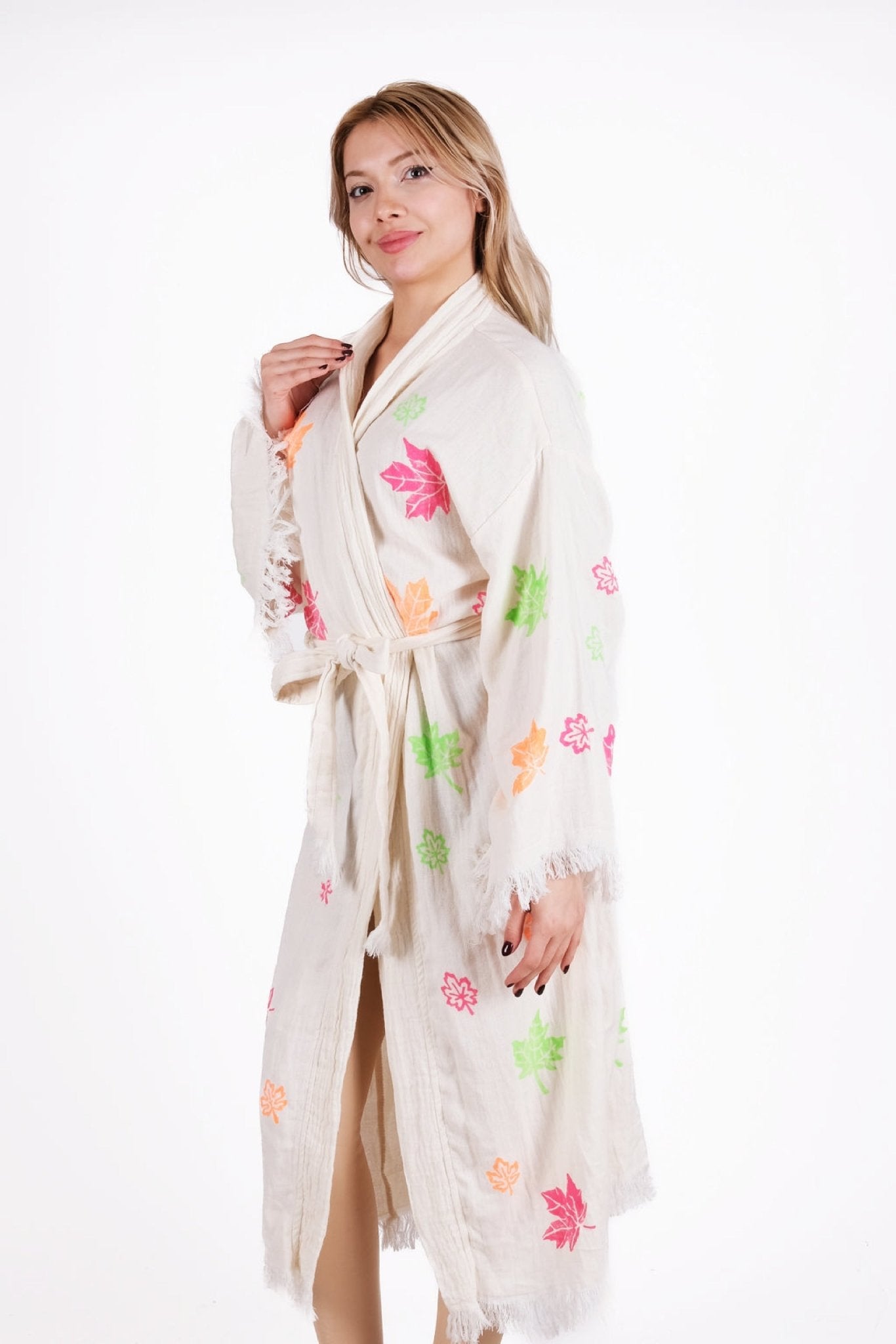 Autumn Breeze Kimono | %100 pamuk müslin | el baskı desen | Buldan Culture