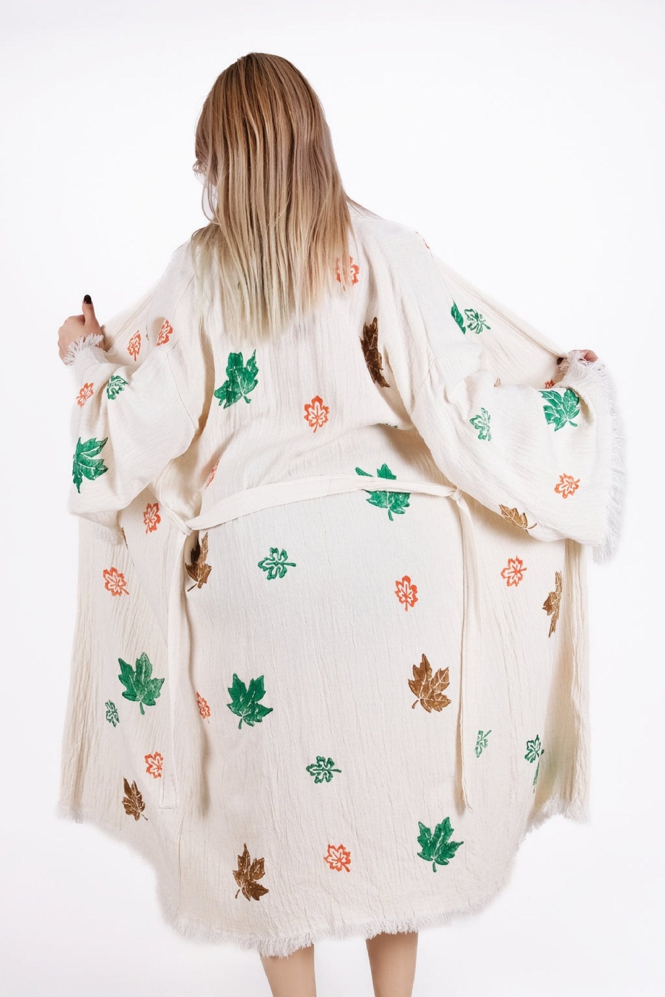Autumn Whisper Kimono – Çift Kat El Baskılı Müslin | %100 pamuk müslin | el baskı desen | Buldan Culture
