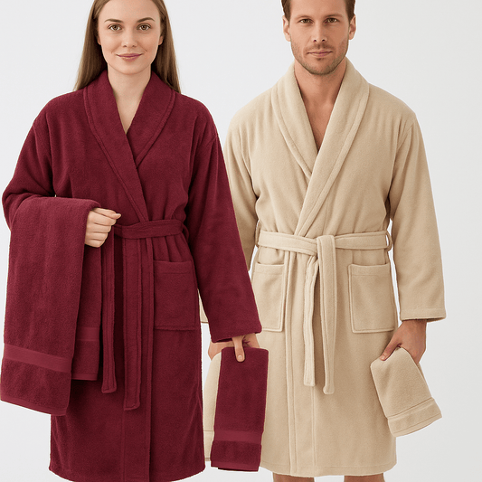 Bamboo Soft Touch 6’lı Çift Kişilik Bornoz Seti – Kadın & Erkek | Ultra Yumuşak Bambu Dokusu | %100 pamuk müslin | el baskı desen | Buldan Culture