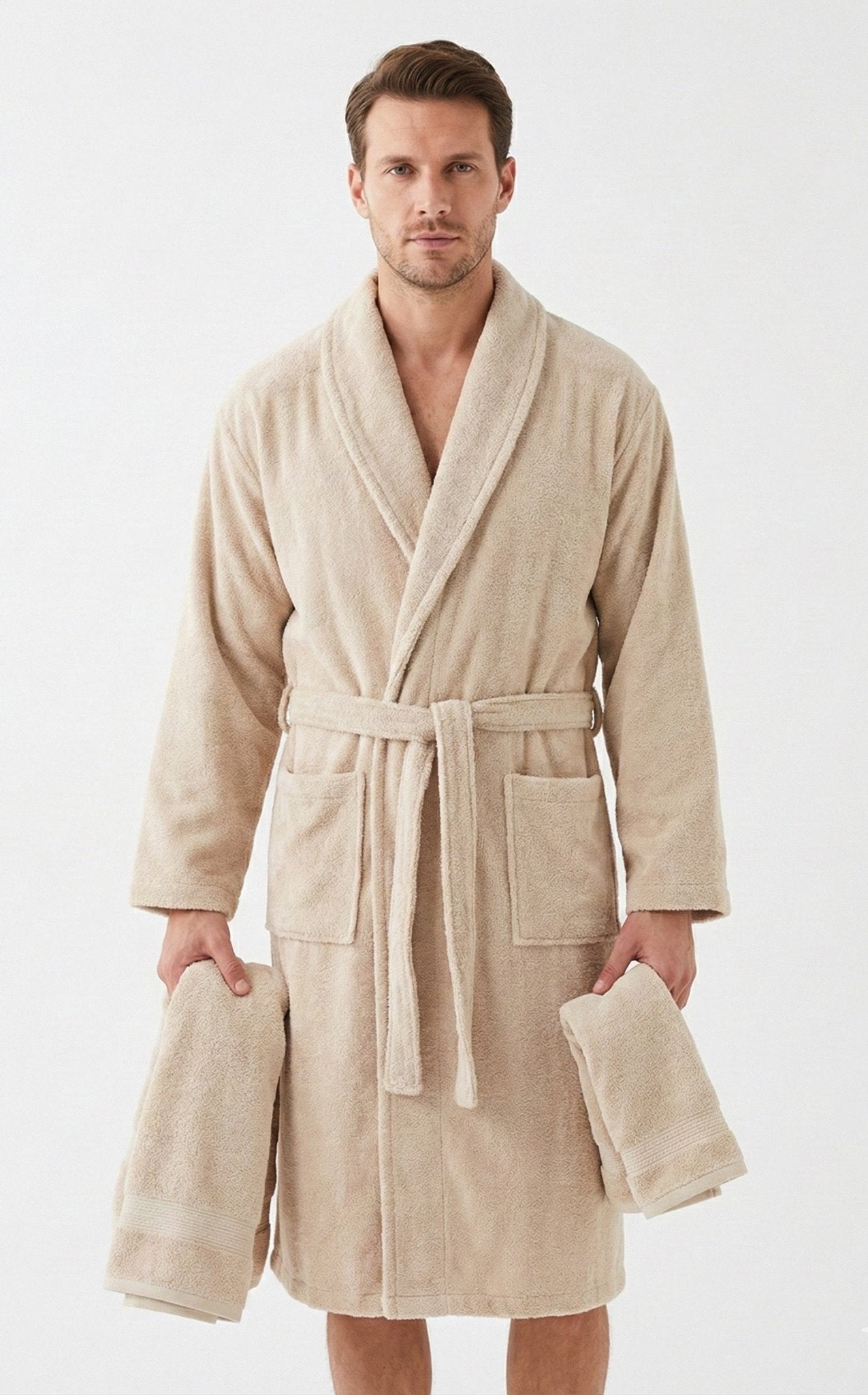 Bamboo Soft Touch 6’lı Çift Kişilik Bornoz Seti – Pudra & Bej | Standart Beden | Ultra Yumuşak Bambu Dokusu | %100 pamuk müslin | el baskı desen | Buldan Culture