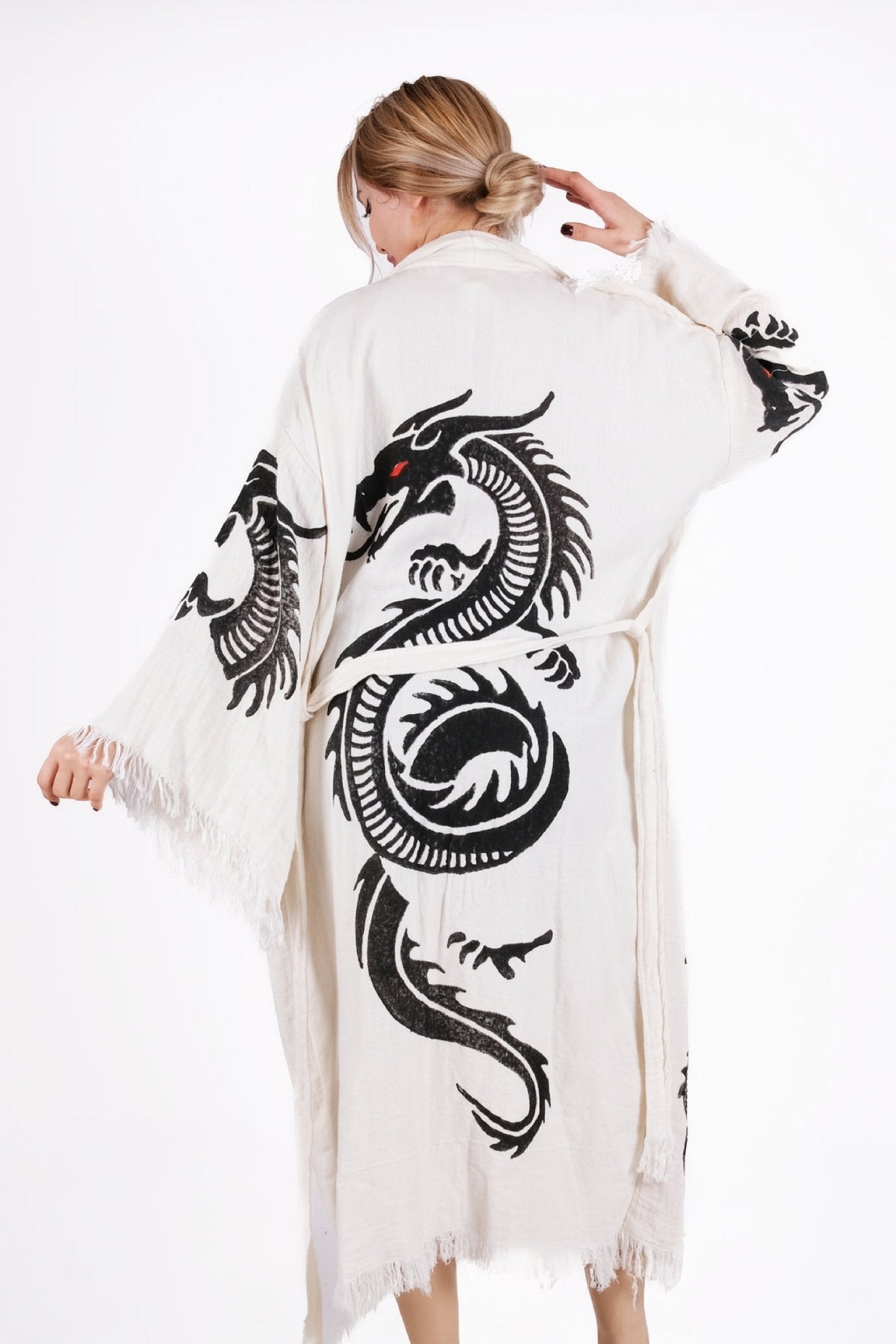 Celestial Dragon Kimono – Çift Kat %100 Pamuk El Baskı Kimono | %100 pamuk müslin | el baskı desen | Buldan Culture