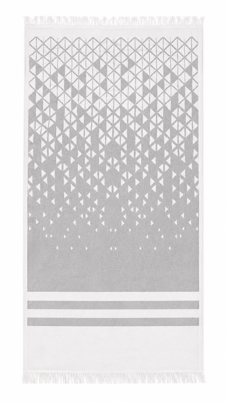 Gri Geometrik Desenli Jakarlı Peştemal | %100 pamuk müslin | el baskı desen | Buldan Culture