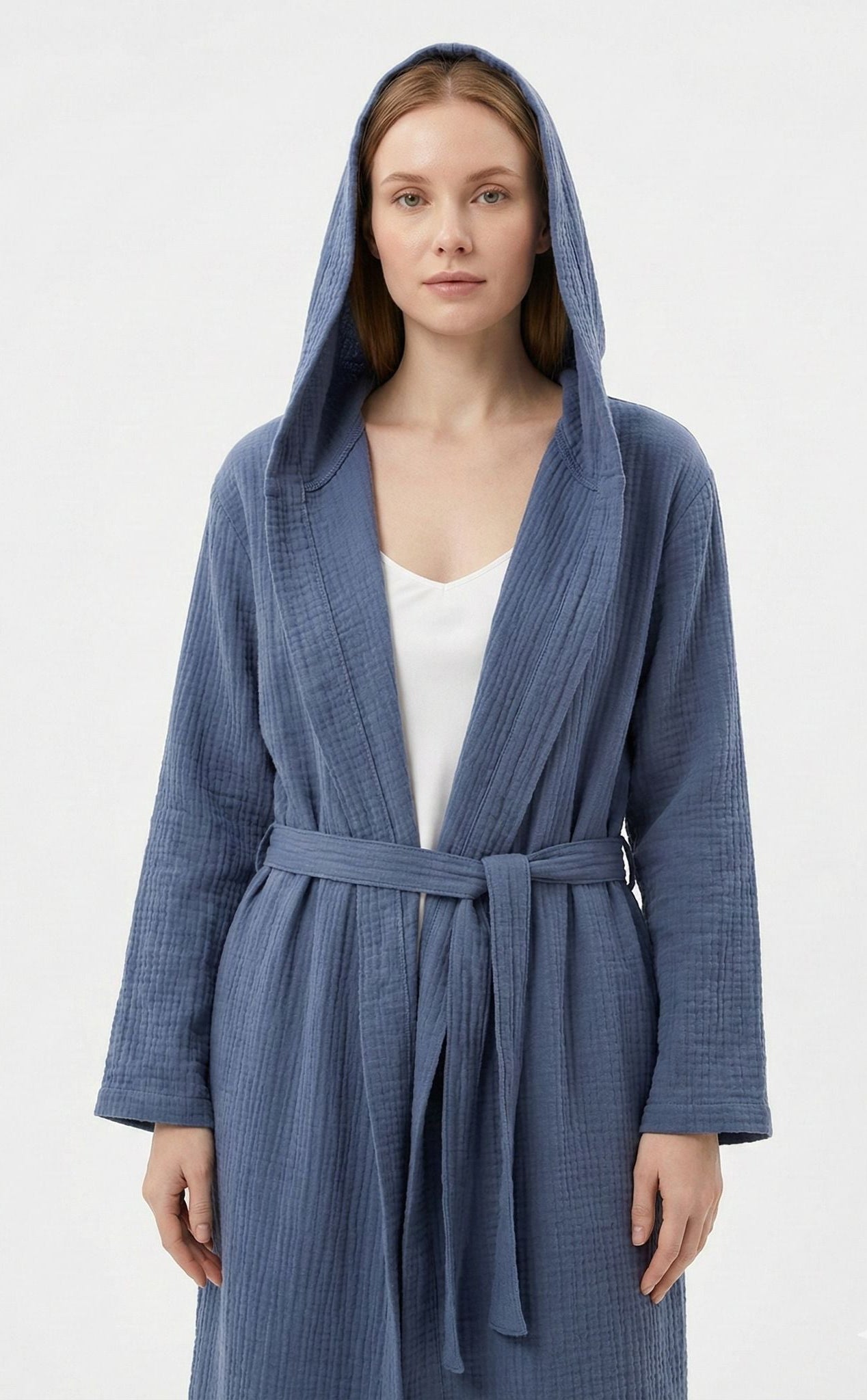 Midnight Cloud – 4 Katlı Müslin Bornoz | %100 pamuk müslin | el baskı desen | Buldan Culture