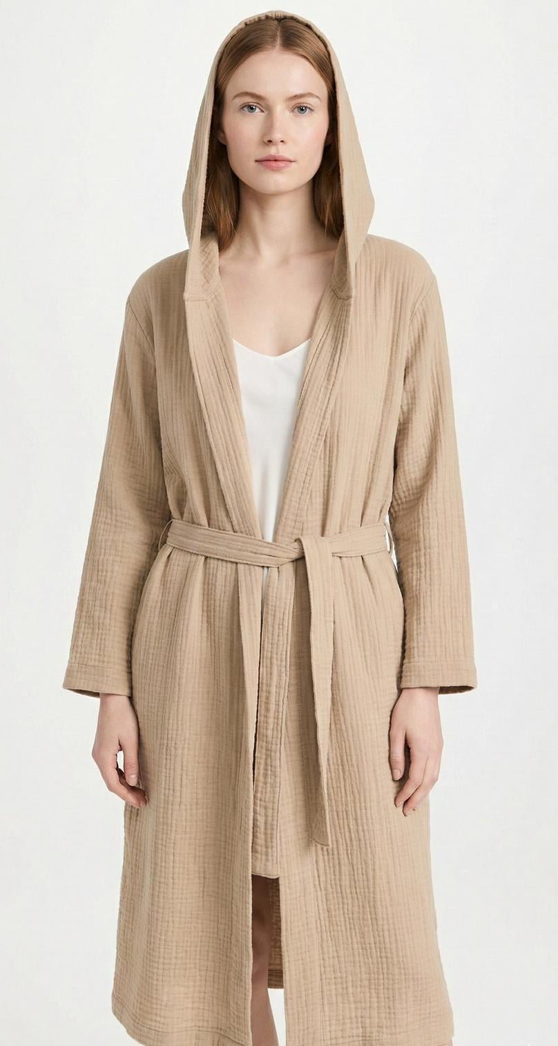 Sand Haven – 4 Katlı Müslin Bornoz | %100 pamuk müslin | el baskı desen | Buldan Culture