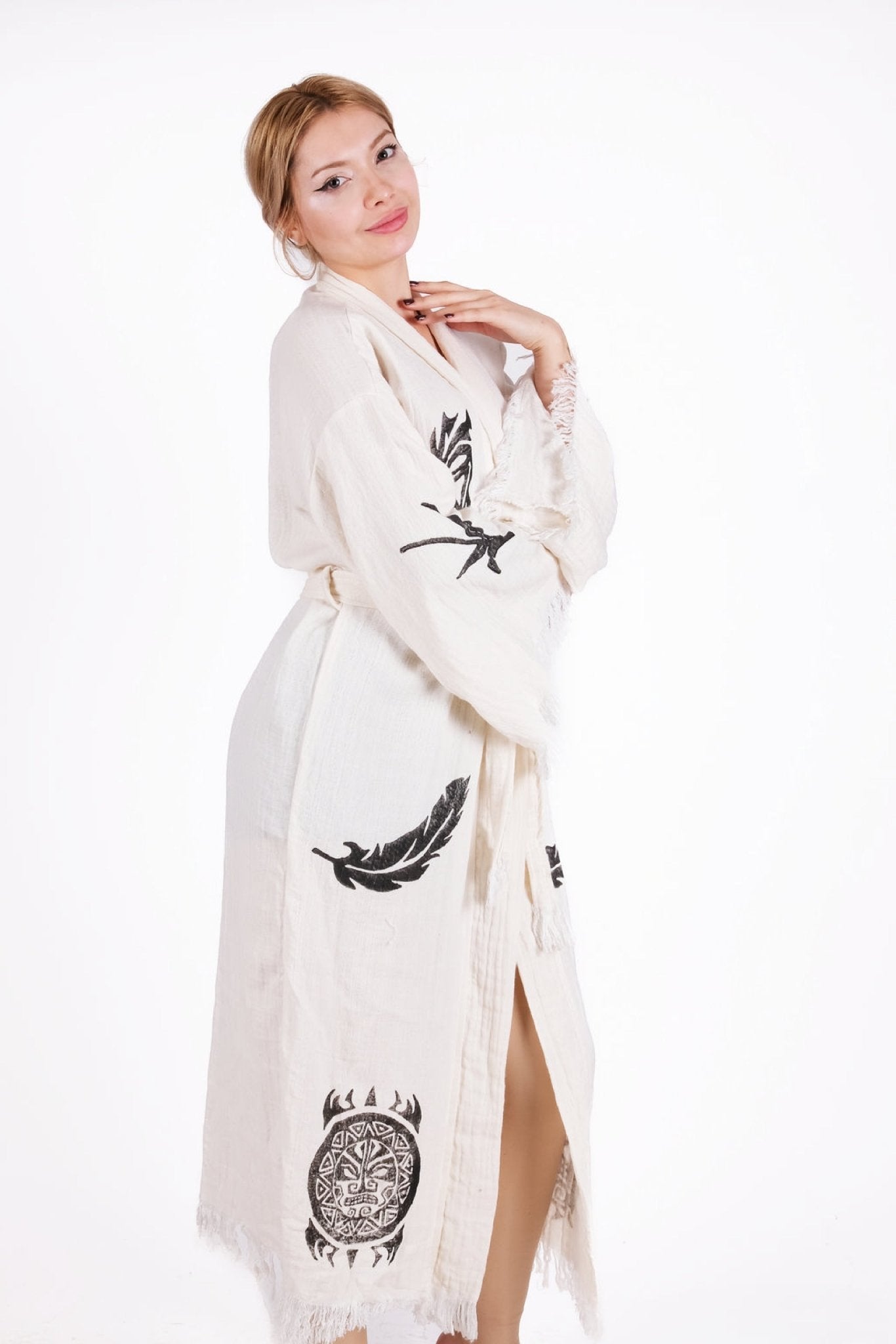 Tribal Spirit Hand - Printed Muslin Kimono | %100 pamuk müslin | el baskı desen | Buldan Culture