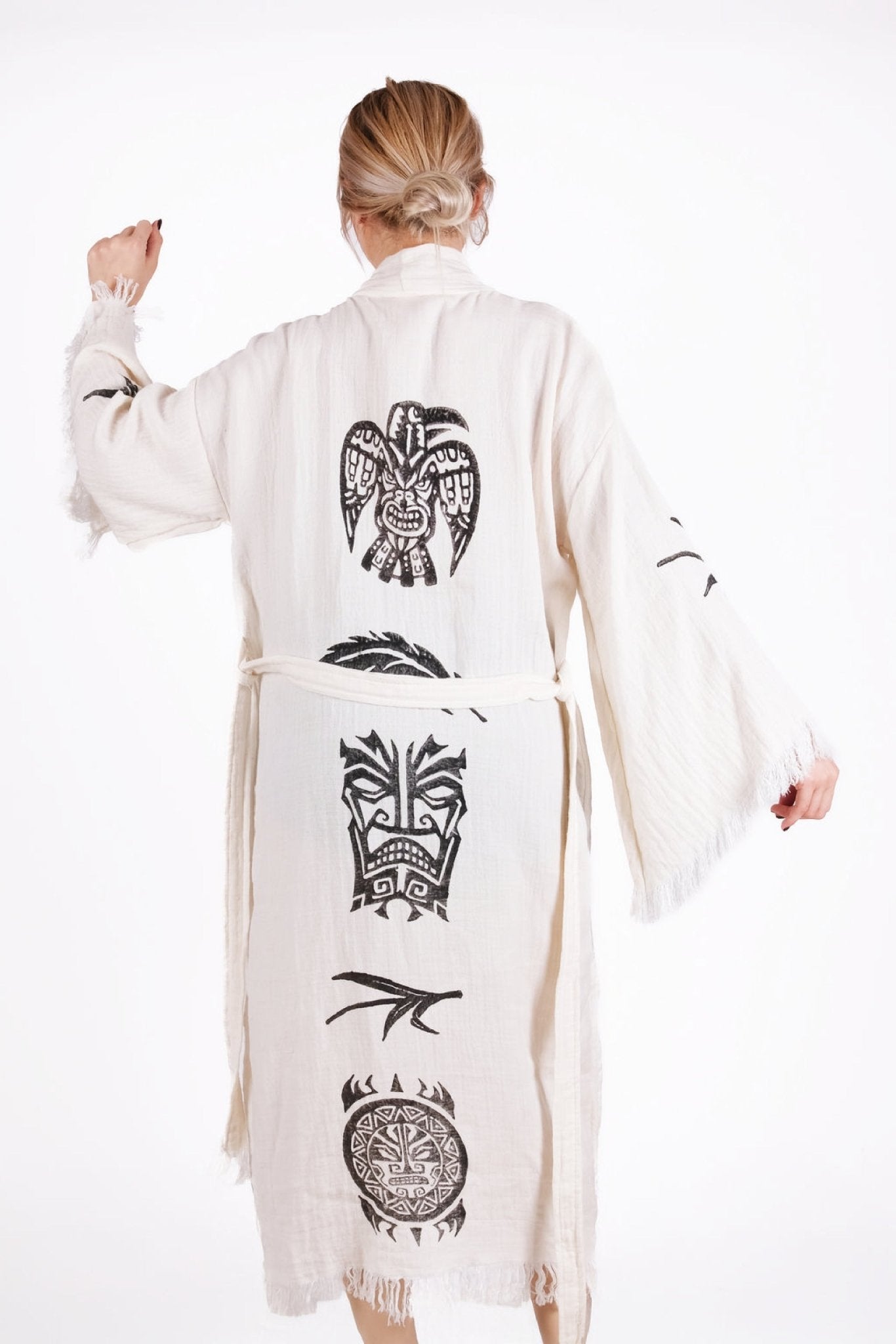 Tribal Spirit Hand - Printed Muslin Kimono | %100 pamuk müslin | el baskı desen | Buldan Culture