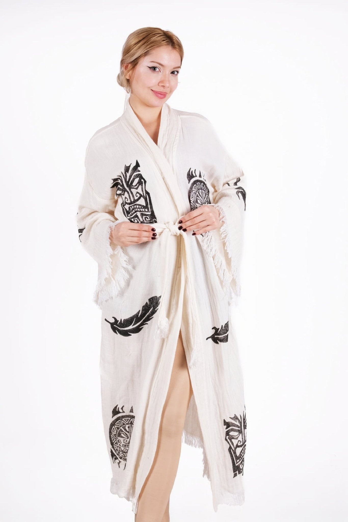 Tribal Spirit Hand - Printed Muslin Kimono | %100 pamuk müslin | el baskı desen | Buldan Culture